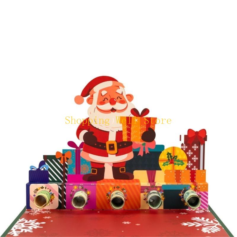 KX4B Pleased 3D Christmas Greeting Cards Festival 3D Christmas Cards with Envelopes Unique Holiday Greeting Experience