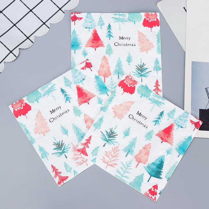20pcs/Pac 33*33cm 2-Ply Disposable Party Napkin Christmas Pattern