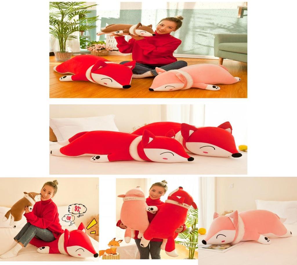 Large Fox Plush Toy Soft Stuffed Animal Pillow Creative Gift For Girls Birthday Present 35cm 50cm 60cm 70cm 90cm 1.2m
