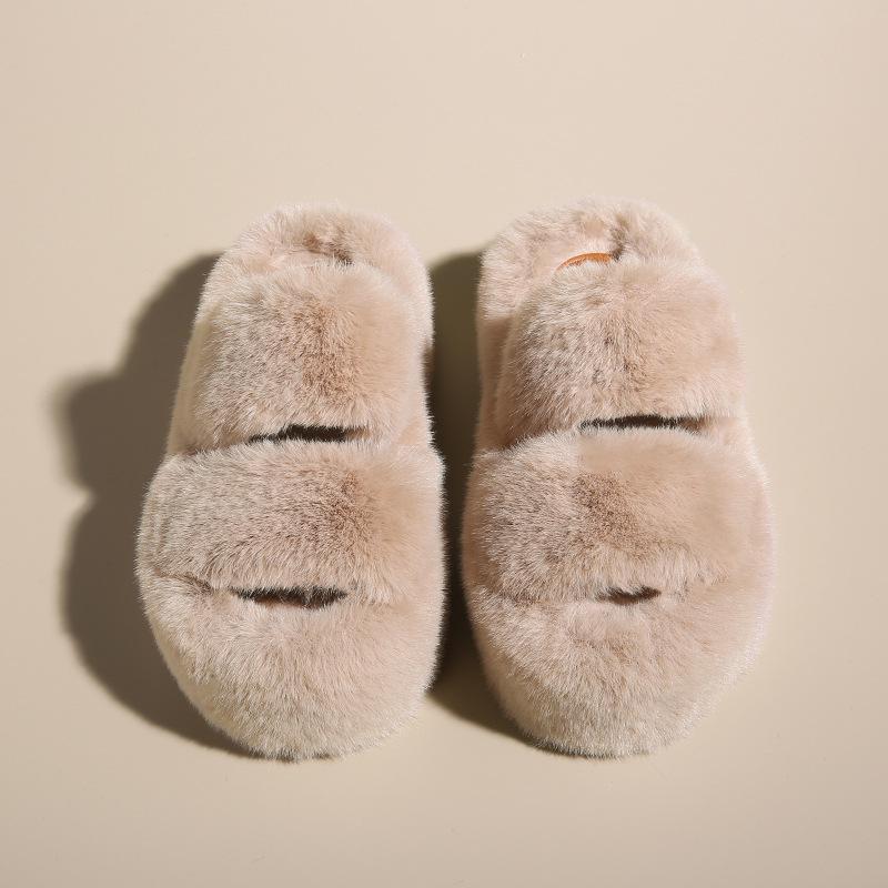 Damen Pelzige Höhenverstärkende Hausschuhe - Herbst/Winter 2023: Doppelriemen, Dicke Sohle, Koreanischer Stil, Plüschbaumwolle, Größe 35-42