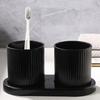 2pcs/set Solid Color Mouthwash Cup with Tray, Couple Toothbrush Cup, Gargle Cup Set,Family Bathroom Tumbler,Bathroom Accessories