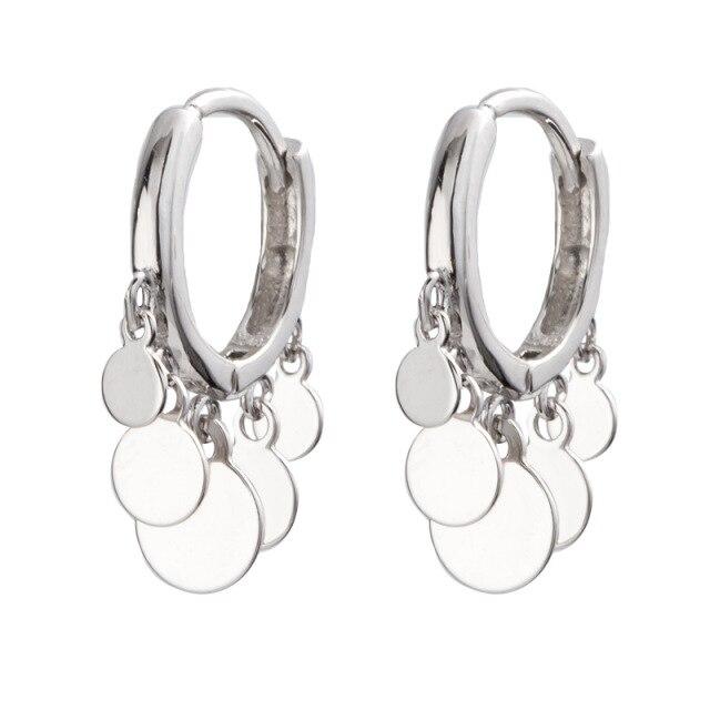 

Изящные серьги-подвески из стерлингового серебра 925 пробы с круглыми дисками и кисточками, изящные ювелирные изделия для женщин, аутентичная дропшиппинг S-E893 серебряный