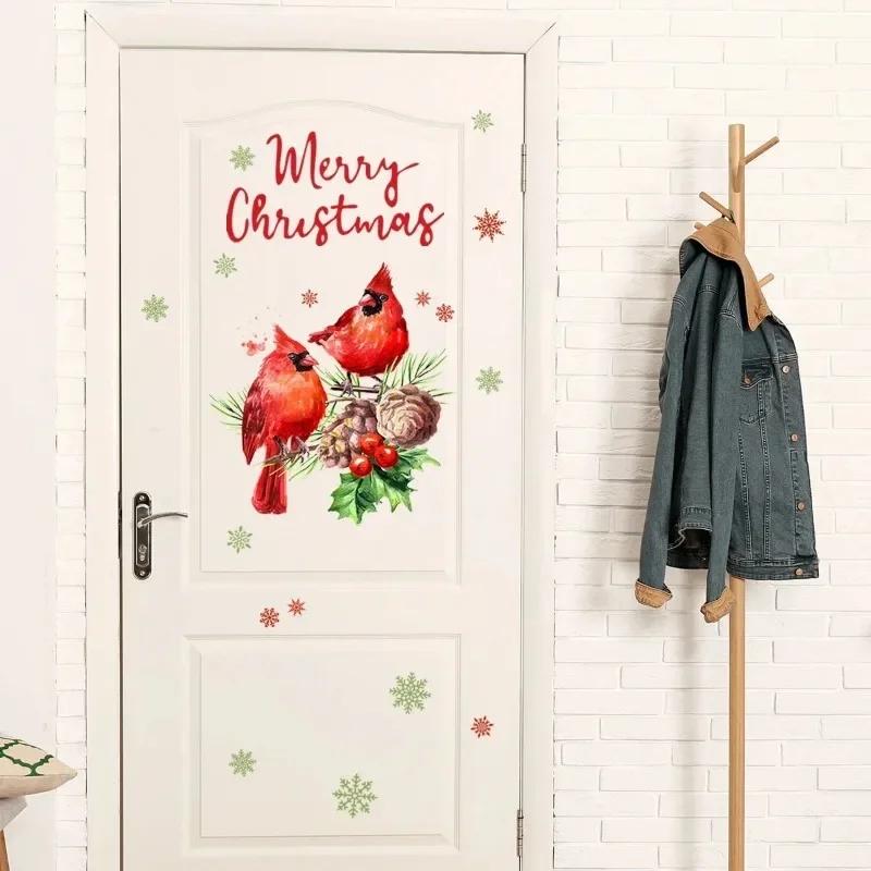 Christmas Style Creative Removable Wall Sticker Glass Door Sticker Simple Fashionable Wall Sticker Home Party Decoration Supplie