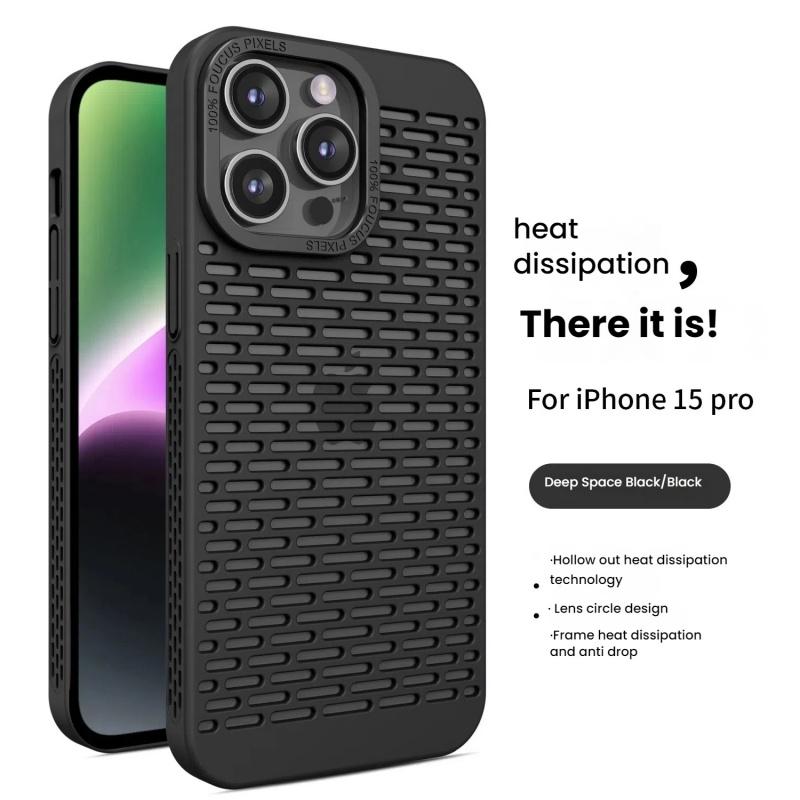 Hollow Out Cooling Heat Dissipation Phone Case For iPhone 16 15 14 Plus 13 12 11 Pro Max Metal Lens Protective Breathable Cover