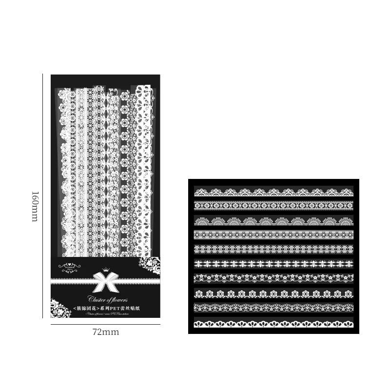 30 Stück/Beutel Florale Spitze Skalierbare Scrapbooking-Aufkleber PET Transparente Abziehbilder für DIY Handkonto Handyhülle Spiegel Bastelarbeiten