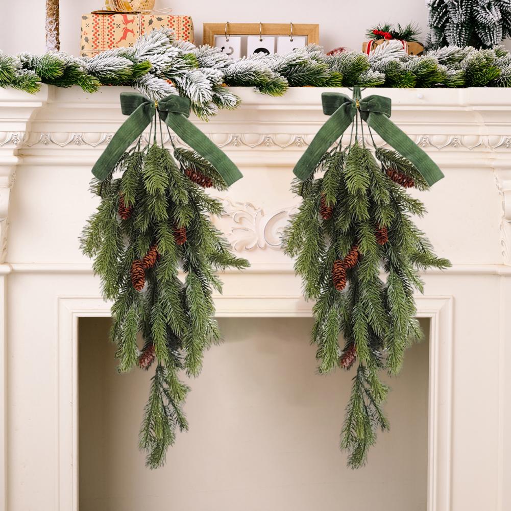 Elegant Holiday Swag Indoor Outdoor Holiday Decoration Festive Christmas Teardrop Swag with Pine Branches Faux Pine for Indoor