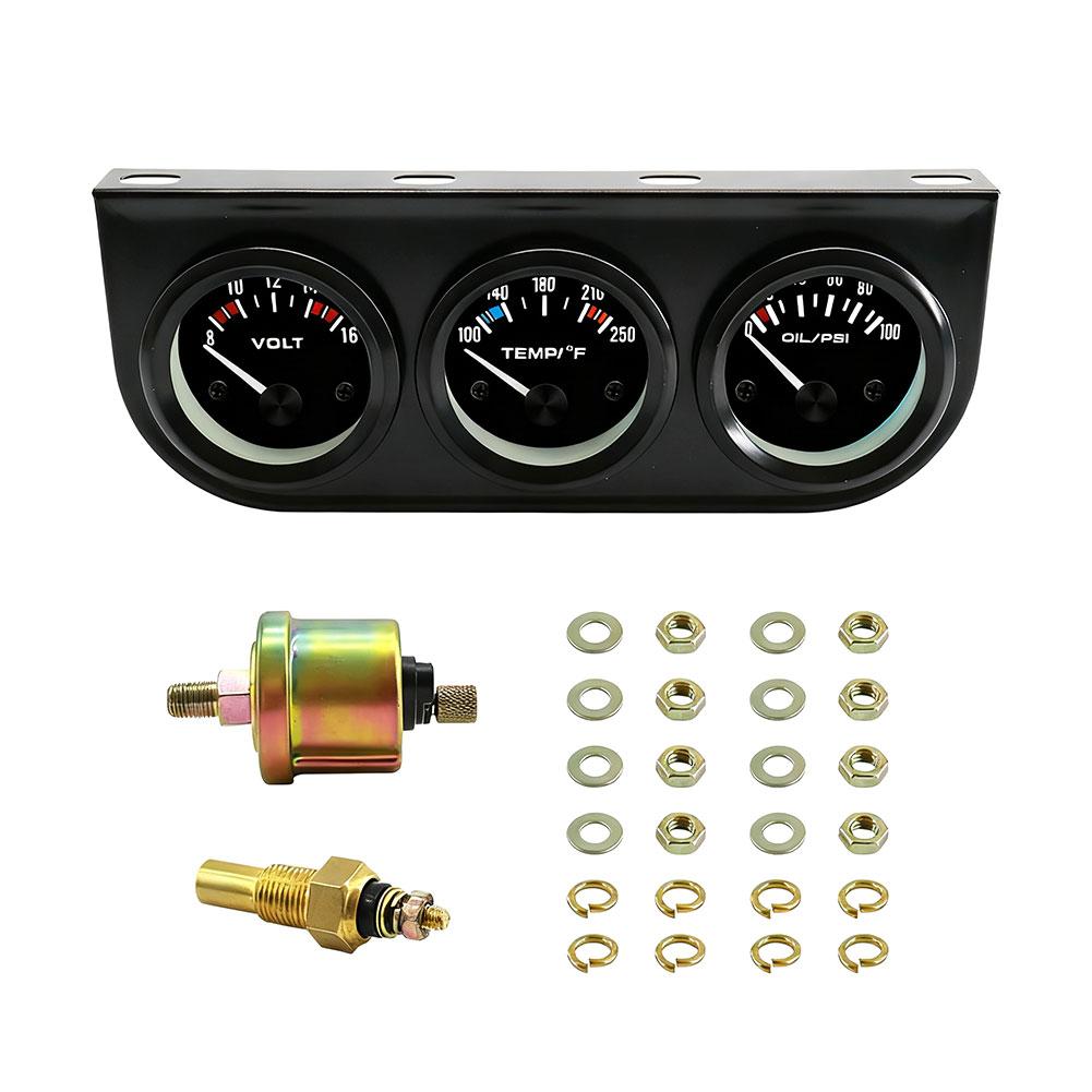 

2-Inch 52MM Triple Gauge Cluster Mechanical Oil Pressure Water Temperature Fuel 0-100 PSI 100-250℉ 8-16V China Mainland