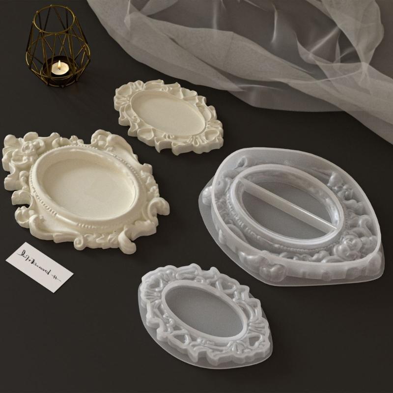 Silicone Crafting Mold With Detailed Renaissances Floral Pattern For Creating Decorative Tray Multipurpose Organizers