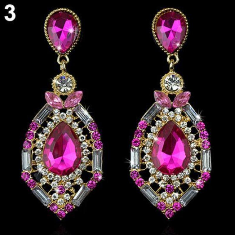 Orecchini pendenti a goccia grande con strass a forma di goccia elegante di lusso da donna