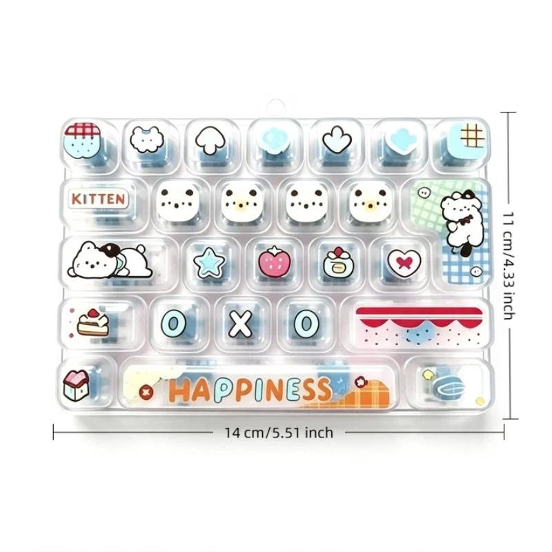 26Key Transparent Stress Relief Keyboard Toy Keychain Cute Children Gift Decompression Keyboard Bag Pendant