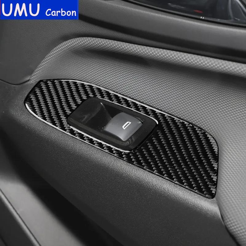 For Chevrolet Trailblazer 2018— LHD Real Carbon Fiber Window Switch Lifting Panel Cover Trim Sticker Decorative Accessories