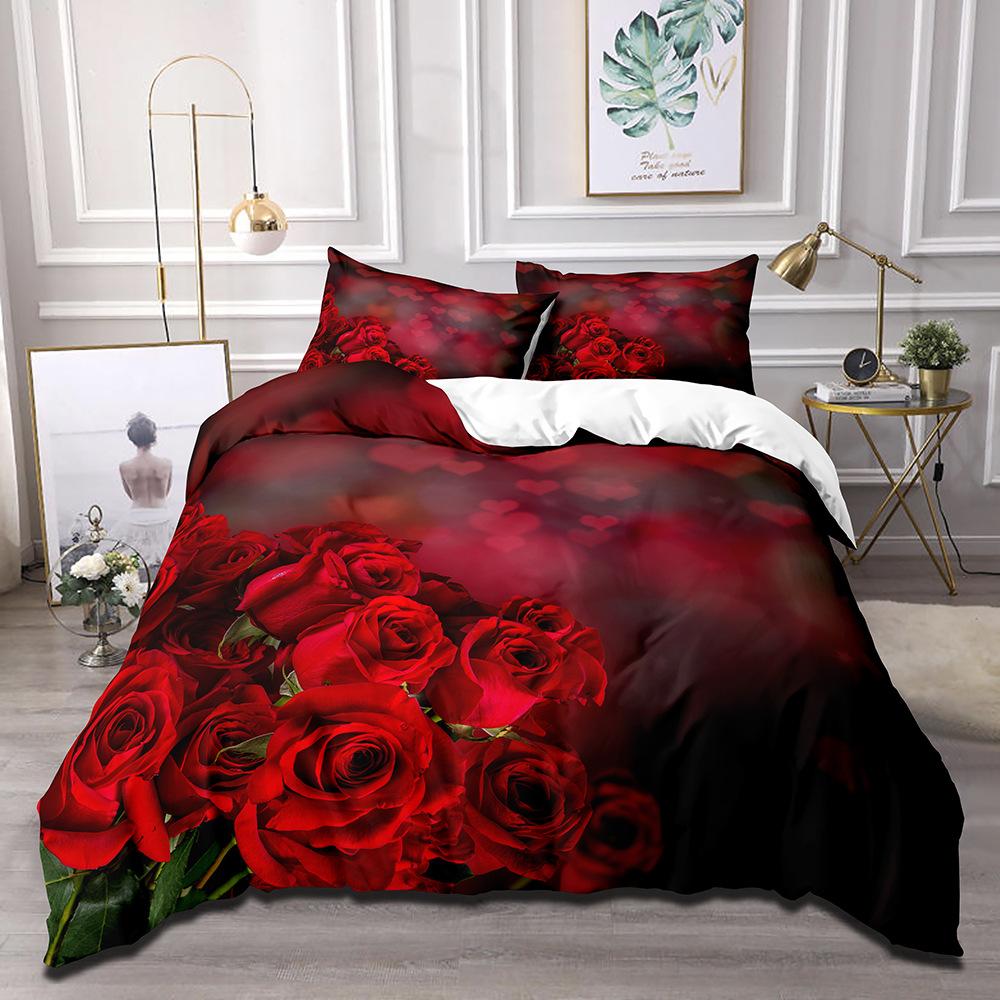 3D Digital Printing Three-Piece Set, Quilt Cover, Bed Sheet, Pillowcase, Cartoon Kit