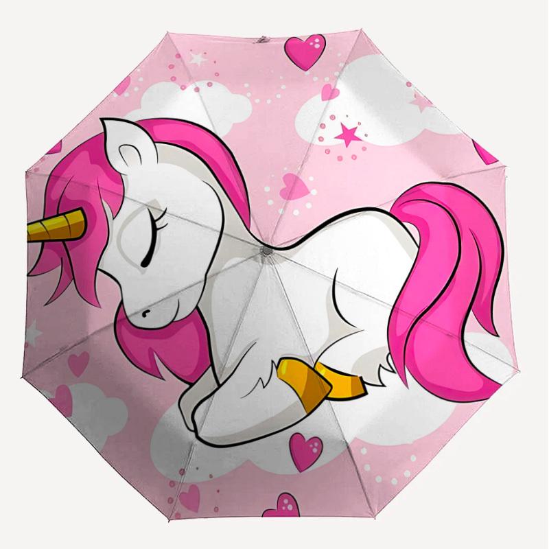 1PC unicorn hearts Umbrella-8-Rib Reinforced, Automatic Open, Lightweight & Durable, Cute Fashion Accessory for Outdoor, Beach or Casual Use, Beach Um