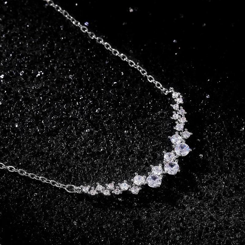 Gorgeous Bridal Wedding Necklace Brilliant Cubic Zirconia Delicate Female Necklaces for Party High Quality Trendy Jewelry