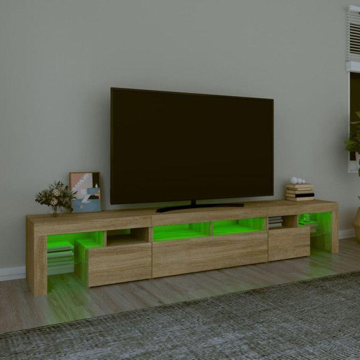 VidaXL Meuble TV avec Lumières LED Centre de Divertissement Rangement Meuble Média Meuble de Salon Salle de Séjour Maison 3152788