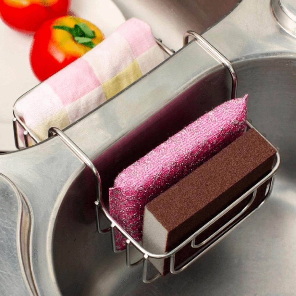 Stainless Steel Sink Organizer Heavy Duty Dish Brush Holder Drainer Rack Countertop Storage