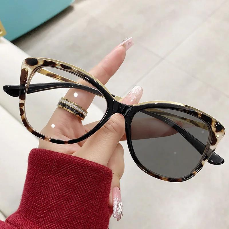 New Cat Eyes Large Frame Women Anti Blue Light Glasses Fashion Printing Solid Computer Glasses Frame Eyeglasses