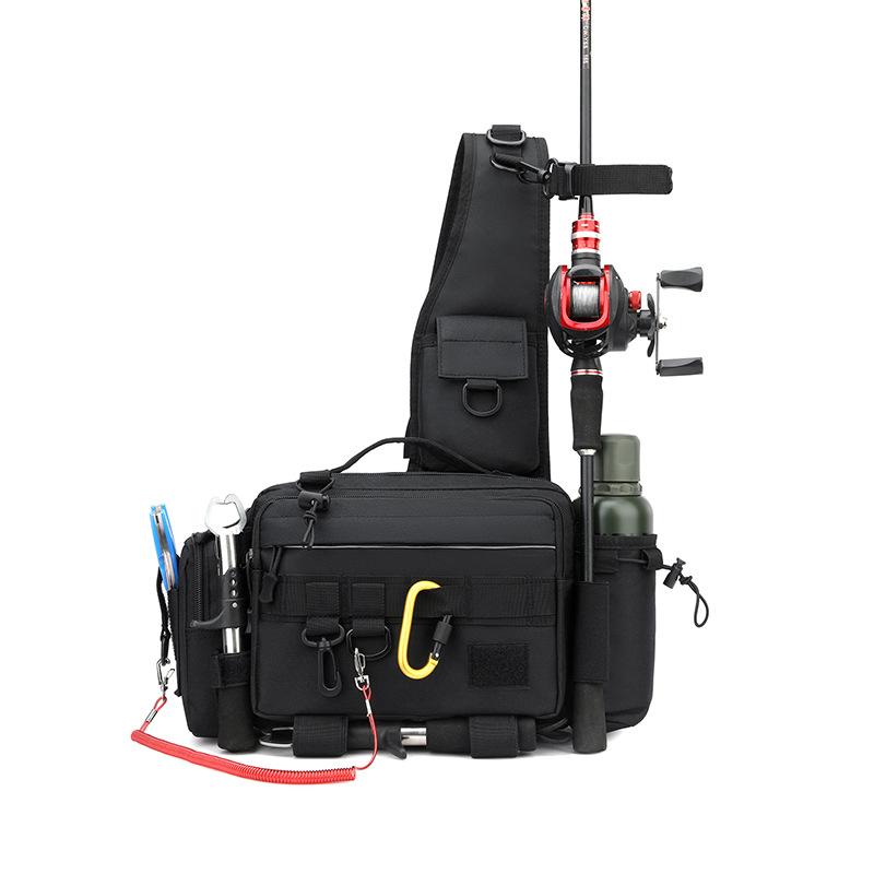 Large Capacity Luya Bag Multifunctional Fanny Pack Fishing Rod Bag Tactical Backpack Crossbody Bag Fishing Plug Rod Fishing Gear Bag Rod Bag