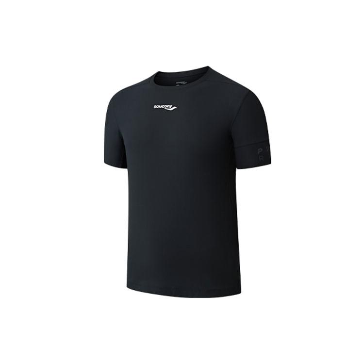 Saucony T Shirts Men s Black Crew Neck Moderate Straight Fit SC2239061-1 S