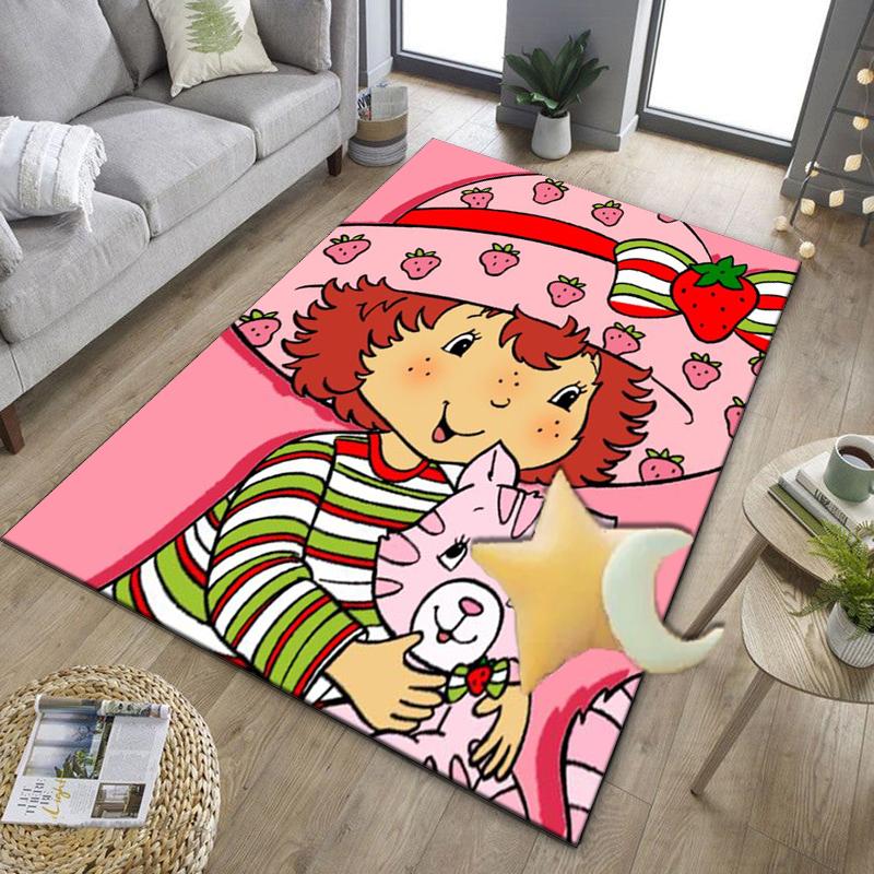 Strawberry Hat And Cat Office Rug Chair Mat, Game Carpet, Suitable for Front Door, Bedroom, Living Room, Desk, Holiday Gift