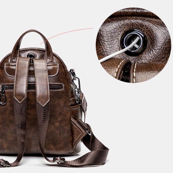 Women's Backpack Purse Multifunctional Retro Shoulder Bag Rucksack with Multiple Pockets