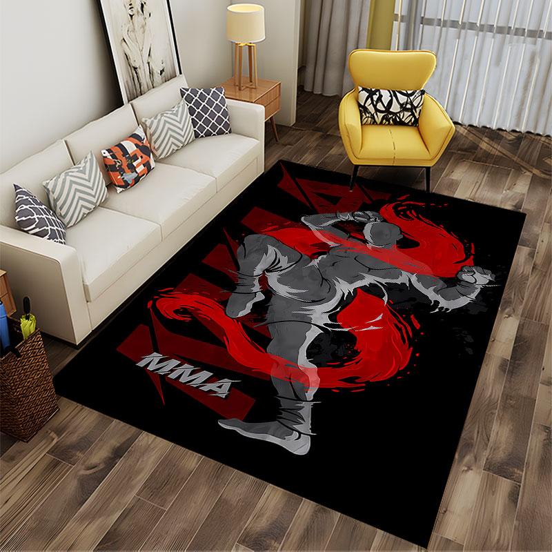 MMA Fighter Kick Red Flames suitable as a non-slip mat for the living room or bedroom sofa