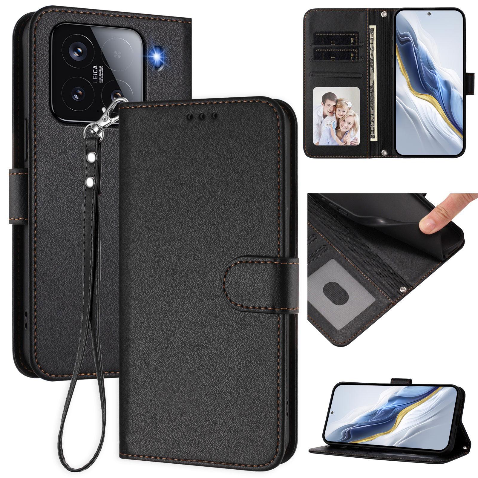 

For Xiaomi 15 Leather Case Wallet Stand Phone Cover with Wrist Strap Green