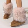 Winter women faux fur snow boots warm short plush lining fluffy fashion furry shoes woman platform suede leather ankle boots