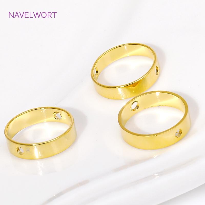 18K Gold Plated Brass Circle Frame Spacer Beads Through Hole Bead Connectors For Bracelet Necklace DIY Jewelry Making Supplies