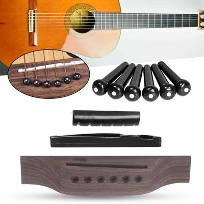 1 Set Guitar Bridge Set Multipurpose High Stability Adjustable Acoustic Guitar Rosewood Bridge