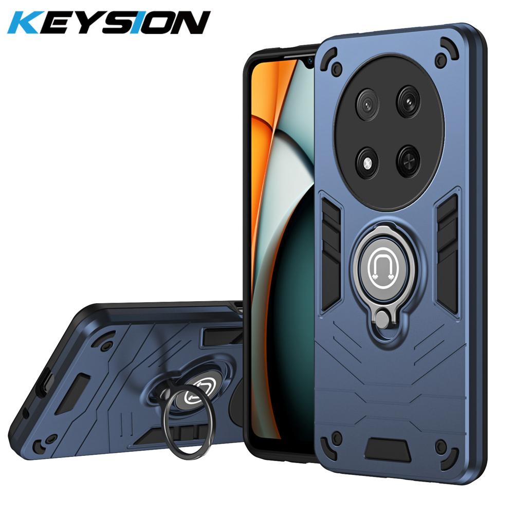 KEYSION Shockproof Case for HONOR Magic 7 Lite 5G Camera Protection Ring Stand Phone Back Cover for Huawei Honor X9c 5G