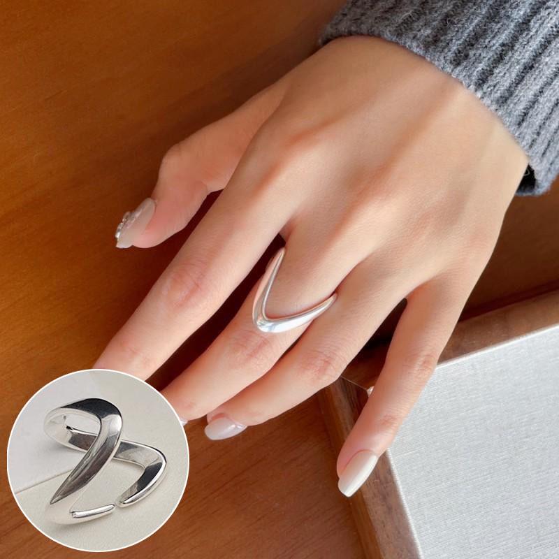 Korean Geometric Grid Ring: Women's Retro Argyle Open Finger Hip Hop Ring