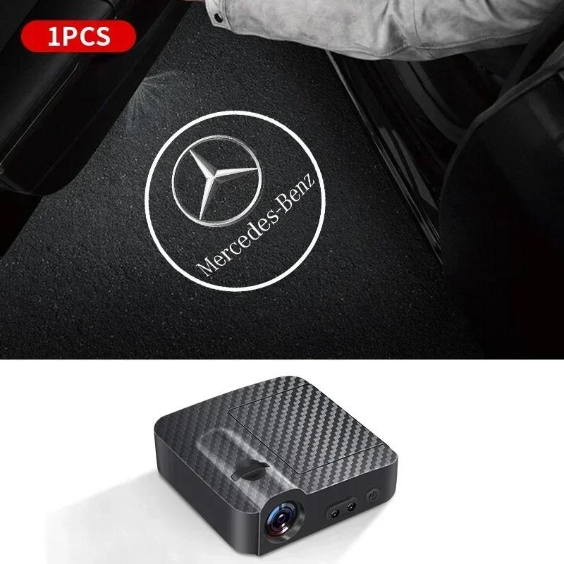 1/2Pcs Car HD Projector Lamp Car Door Wireless Welcome Light LED Decoration for Mercedes Benz W211 W204 W210 W203 CLA GLA