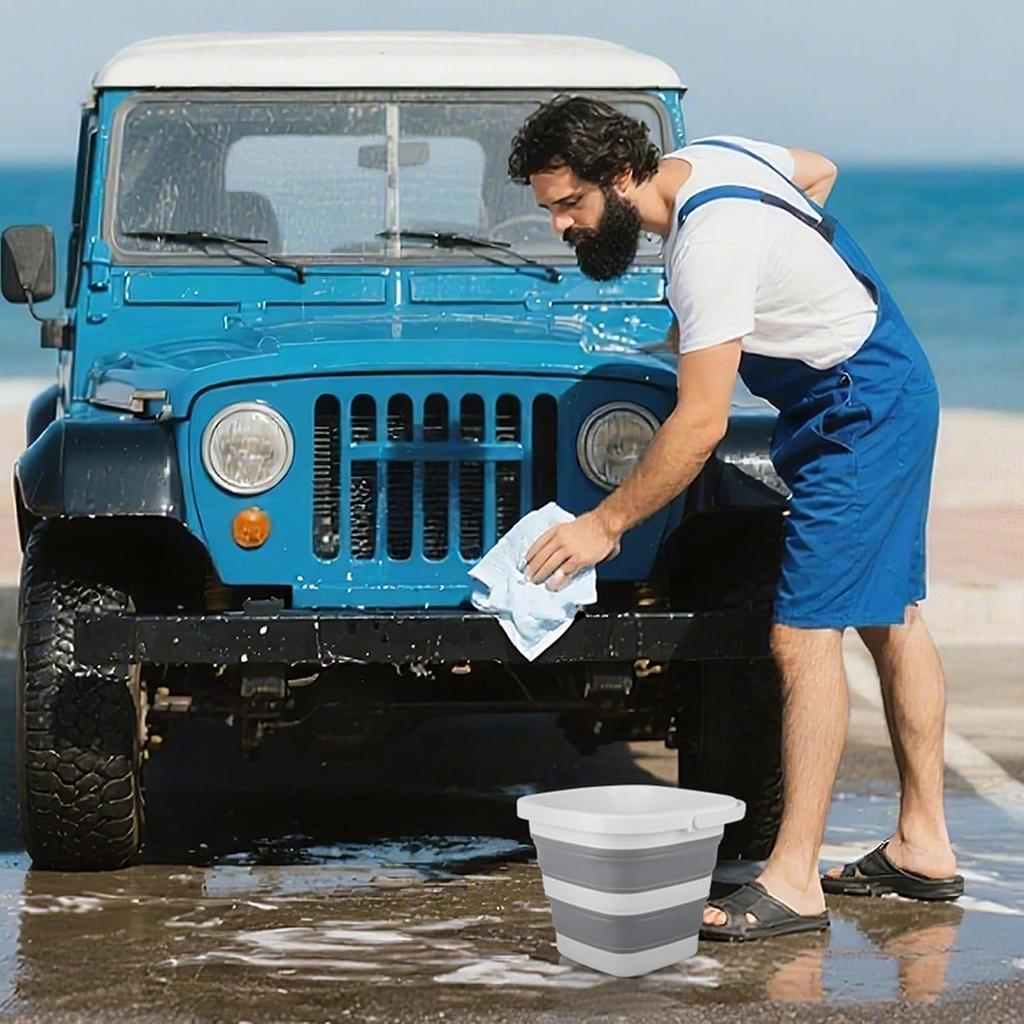 Car Wash Bucket 5L, Collapsible Bucket For Cleaning Supplies, Folding Mop Buckets Water Storage Containers For Camping Gardening Finishing Beach