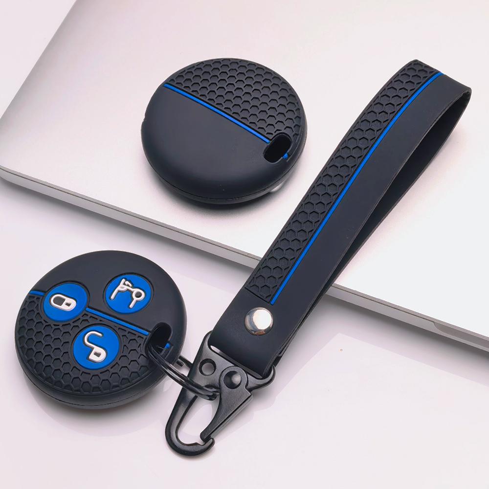 Key Fob Cover for Mercedes Fortwo Forfour 453 with Keychain Anti-Scratch Surface Shockproof Structure Soft Grip Texture Easy Install Design
