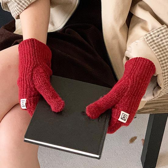 Women Convertible Winter Gloves Warm Touchscreen Gloves 2-in-1 Knitted Stretchy Texting Gloves for Daily Outings Driving