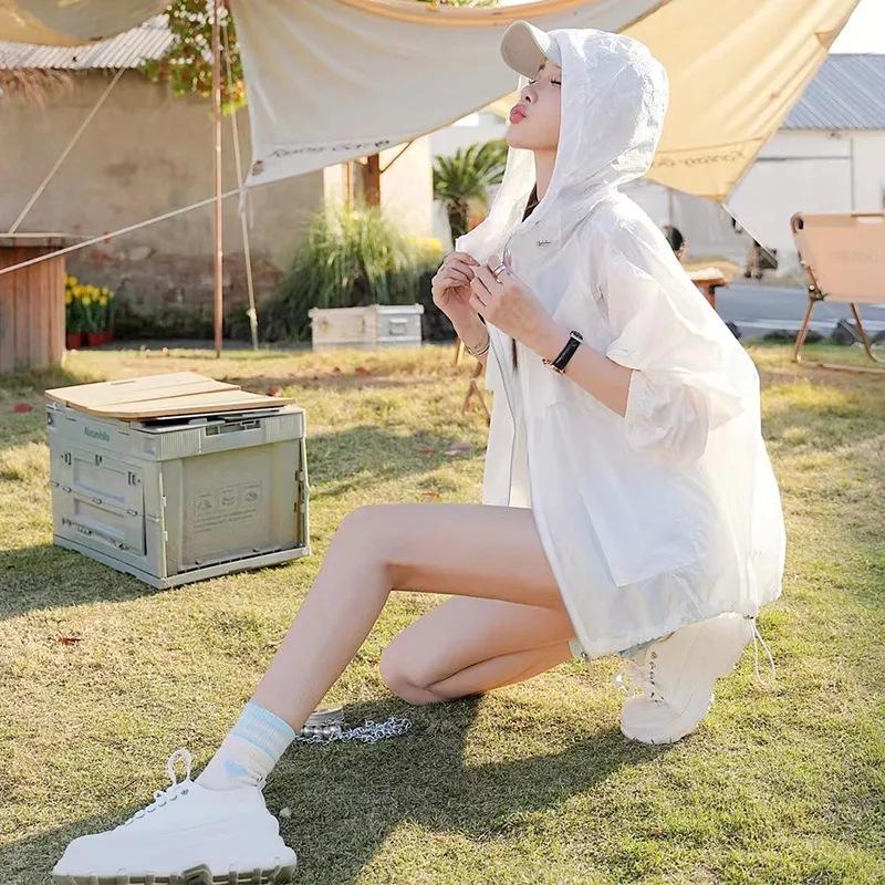 Women's Summer Portable Quick-Dry Sun Protection Jacket: Breathable, Lightweight, Hooded, Loose-Fit, Minimalist Jacket