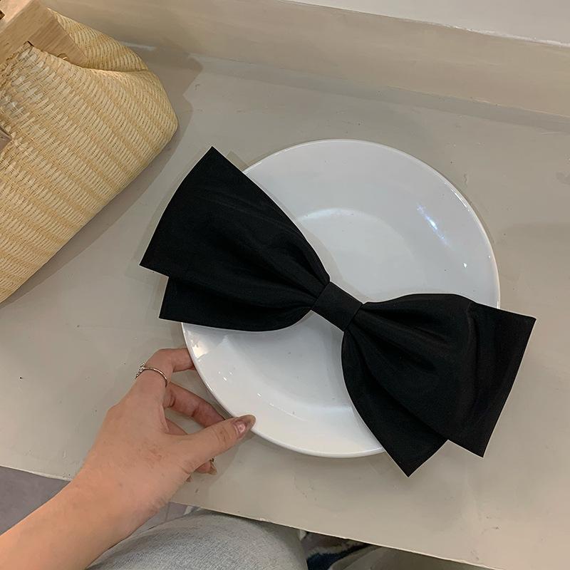 Extra Large Black Bow Hair Clip Women's 3D High-end Feel Spring Clip Hairpin Headwear Hair Accessories
