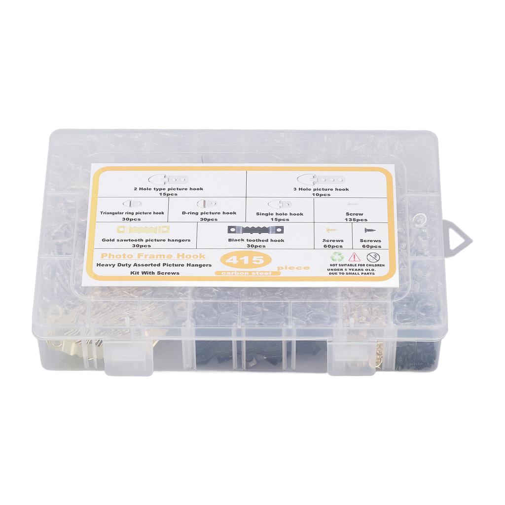 Bilderaufhänger-Set Schwerlast Sortiert Rahmenhaken mit Schrauben Transparente Box 7 Modelle