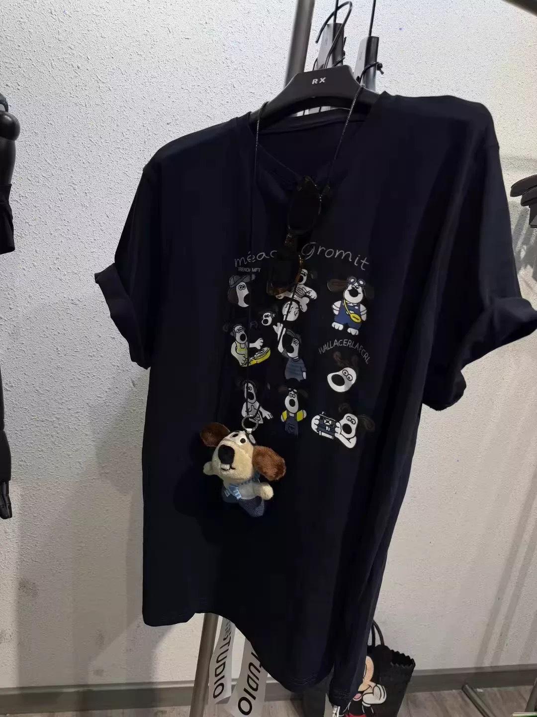 Women s Summer Loose-Fit Cartoon Print Cotton T-Shirt M