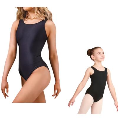 Silky Dance Black Ballet Leotard for Rhythmic Gymnastics and Artistic Gymnastics Auditions 140cm (Black, (12))