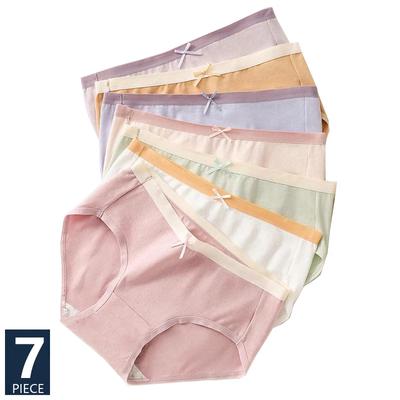 7 pezzi di mutandine di cotone traspiranti a vita bassa per donna, slip per ragazze, senza cuciture