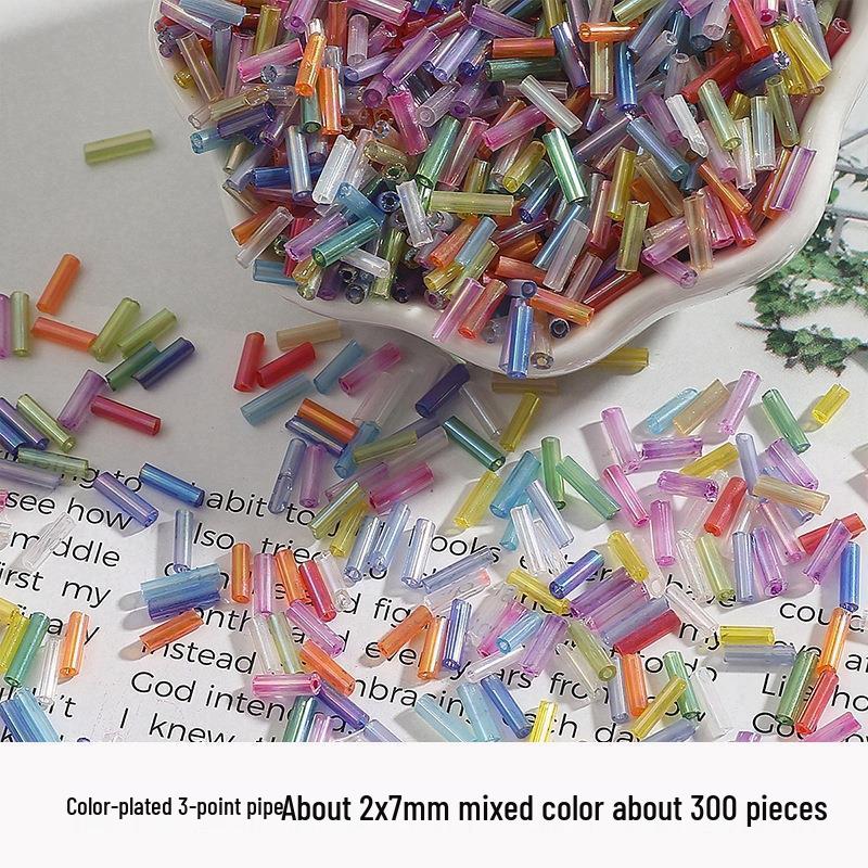 Silver-Lined Glass Rice Beads: 2-4mm Mixed Colors for Handmade Jewelry & DIY Crafts
