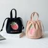 Mini Canvas Drawstring Lunch Bag Handbag Female Cartoon Strawberry Storage Bag Lunch Box Small Cloth Bag Women Tote Food Bags