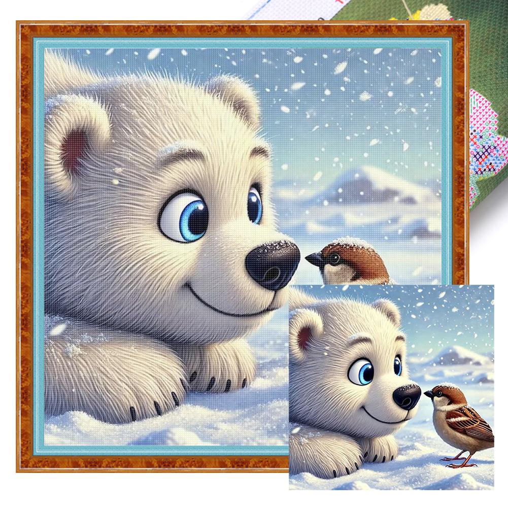 

Зимний набор для вышивания крестом с принтом животных DIY 11CT Набор для вышивания Рукоделие Декор для дома