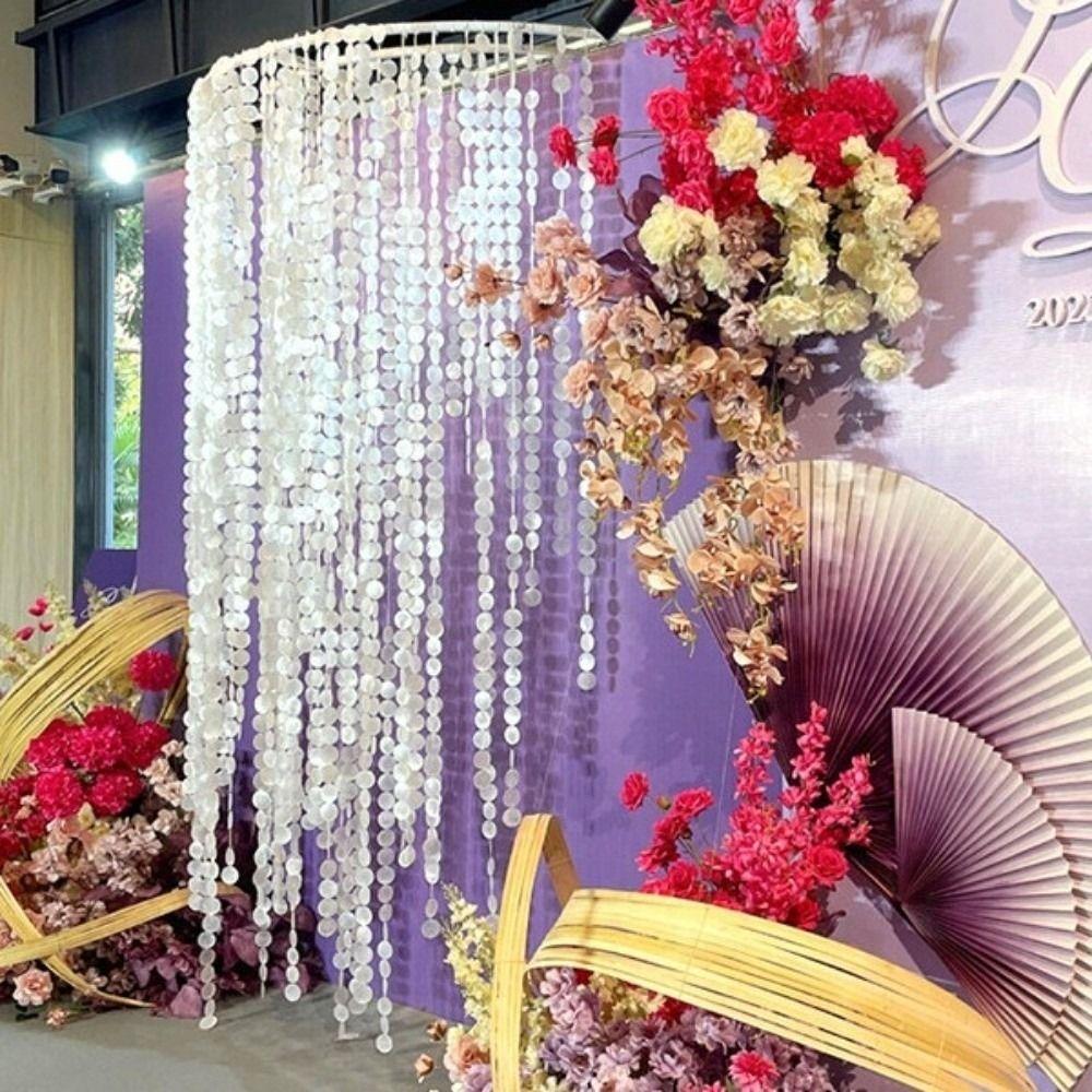 1 M/1.5 M DIY Shell Bead Strings Finished Bead Round Shell Decor Curtain  Birthday Party
