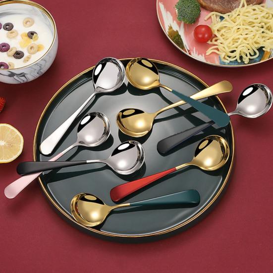 Stainless Steel Dessert Spoon Smooth Modern Spoons Design Coffee Soup Edge Kids Rust-Proof Dishwasher