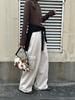 Becabeau Women's Winter Korean-Style Loose Plus Size Fleece-Lined Wide-Leg Cargo Pants