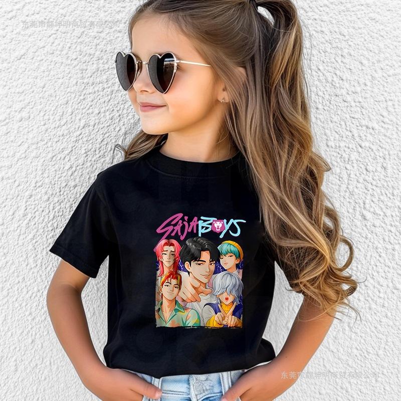 T-Shirts Girls Children's Cartoon Print Fashion Short Sleeve Casual Children's Clothing Top Comfortable
