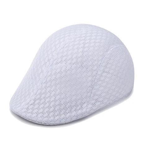 Summer Hollow Breathable Hat Male Middle-aged and Elderly Father Casual Versatile Beret Solid Color Forward Hat